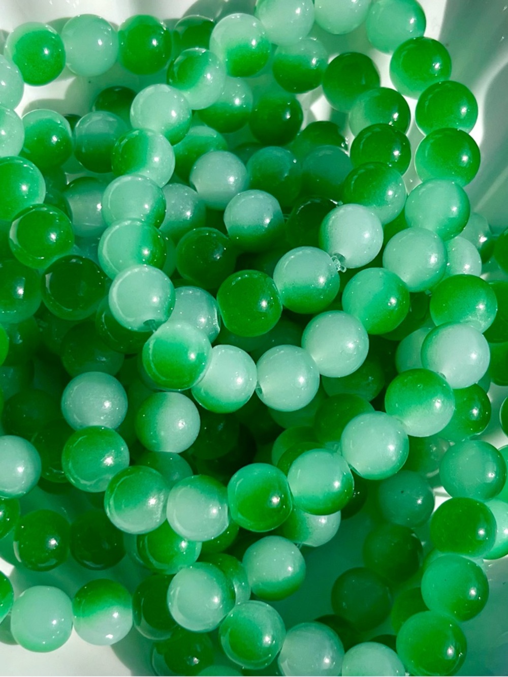 Emerald Clouds Glass Beaded Bracelet NWOT